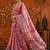 Pink floral mirror work satin saree