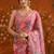 Pink floral mirror work satin saree