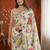 Off white kalamkari mirror work satin saree