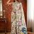 Off white kalamkari mirror work satin saree