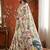 Off white kalamkari mirror work satin saree