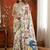 Off white kalamkari mirror work satin saree