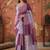 Purple checked mirror work satin saree