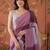 Purple checked mirror work satin saree