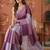Purple checked mirror work satin saree
