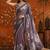 Purple colourblocked mirror work satin saree
