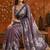 Purple colourblocked mirror work satin saree