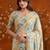Multicolor floral beads and stones satin saree