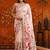 Pink floral mirror work satin saree