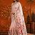 Pink floral mirror work satin saree