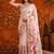 Pink floral mirror work satin saree