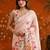 Pink floral mirror work satin saree