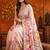 Pink floral mirror work satin saree