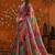 Multicolor floral mirror work satin saree