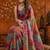Multicolor floral mirror work satin saree