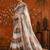 White colourblocked mirror work satin saree