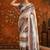 White colourblocked mirror work satin saree