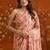 Peach mirror work satin saree