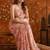Peach mirror work satin saree