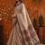 Beige floral beads and stones satin saree