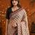 Beige floral beads and stones satin saree