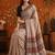 Beige floral beads and stones satin saree