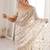 Off white embellished sequinned tissue designer saree