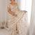 Off white embellished sequinned tissue designer saree
