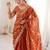 Orange embellished embroidered tissue designer saree