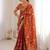 Orange embellished embroidered tissue designer saree