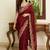 Maroon embroidered sarees with unstitched blouse piece