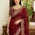 Maroon embroidered sarees with unstitched blouse piece