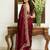 Maroon embroidered sarees with unstitched blouse piece