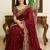 Maroon embroidered sarees with unstitched blouse piece