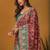 Maroon ethnic motifs printed banarasi saree with matching blouse