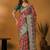 Maroon ethnic motifs printed banarasi saree with matching blouse