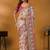 Cream floral printed banarasi saree with unstitched blouse piece