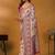 Cream floral printed banarasi saree with unstitched blouse piece
