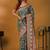 Green floral silk blend designer banarasi saree