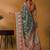 Green floral silk blend designer banarasi saree
