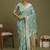 Turquoise ethnic motifs banarasi fastive saree