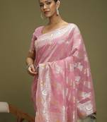 Pink ethnic motifs banarasi fastive saree