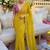 Yellow ethnic motifs  georgette saree