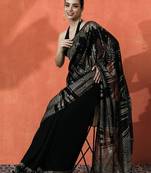 Black women embroidered  georgette  heavy work saree