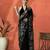 Black women embroidered  georgette  heavy work saree