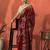 Red embellished embroidered saree with unstitched blouse