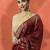 Red embellished embroidered saree with unstitched blouse