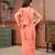 Peach girls sequins embroidery saree with blouse
