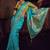 sky blue viscose dola silk blend zari mirror & heavy embroidery work saree