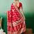 Red ethnic motif zari woven kanjeevaram saree with blouse